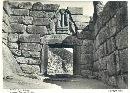 Postcard Greece Mycenae the gate of Lions