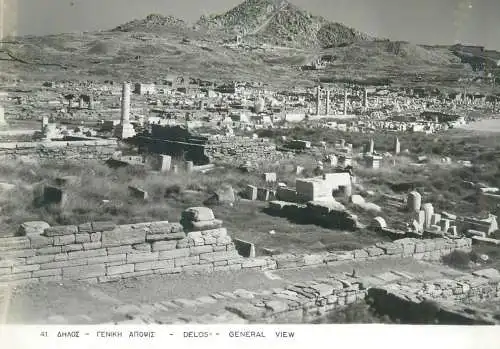 Postcard Greece Delos ruins view