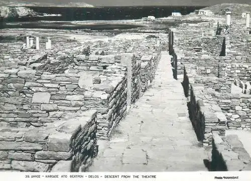 Postcard Greece Delos descent from the theatre ruins