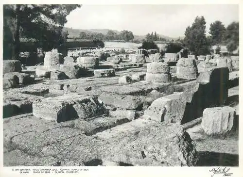 Postcard Greece Olympia Zeus temple ruins