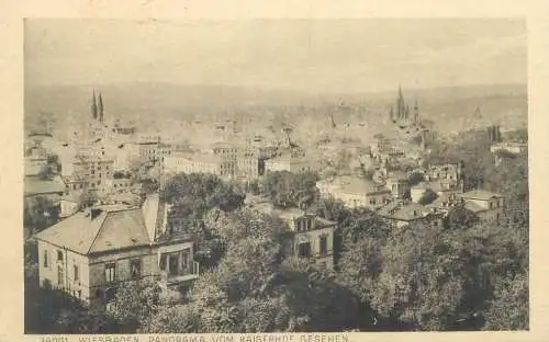 Postcard Germany Wiesbaden panorama vom Kaiserhof Gesehen