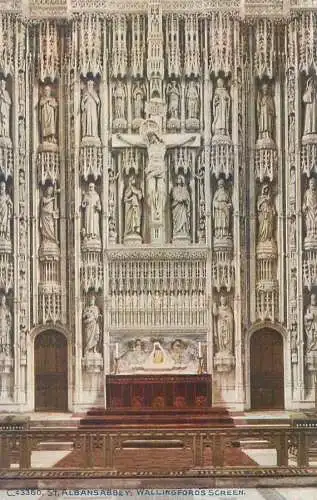 Postcard Uk England St. Albans abbey Wallingfords screen
