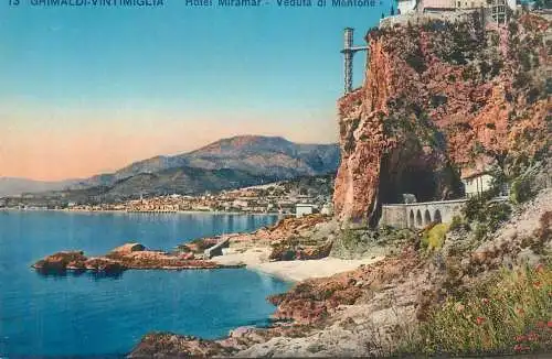 Postcard Italy Grimaldi Ventimiglia Hotel Mirama