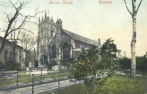 Postcard UK England Wisbech Parish church
