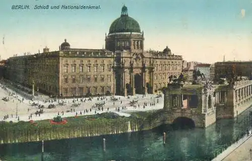 Postcard Germany Berlin castle and National monument