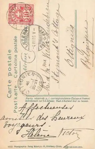 Postcard Switzerland Luzern lake map