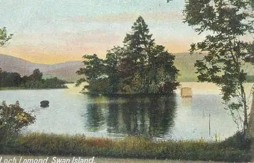 Postcard Uk Scotland Loch Lomond Swan island