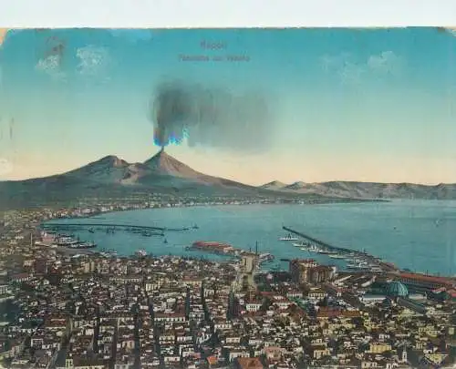 Postcard Italy Naples panorama col Vesuvio