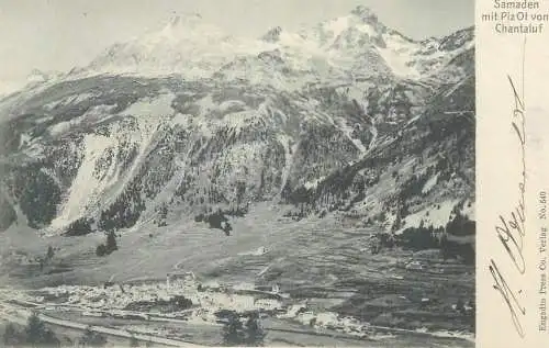 Postcard Switzerland Samaden mit Piz ot von Chantaluf