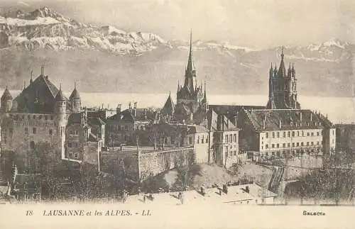 Postcard Switzerland Lausanne et les Alpes