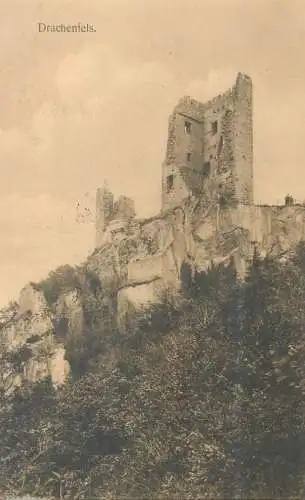 Postcard Germany Drachenfels ruins