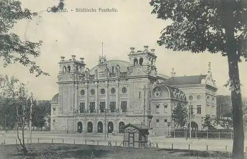 Postcard Germany Coblenz stadtische Festhalle