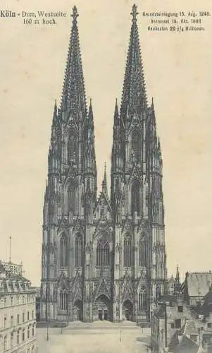 Postcard Germany Koln dom Westseite