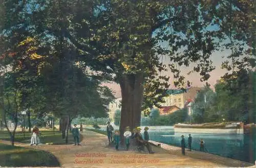 Postcard Germany Saarbrücken promenade de Louise