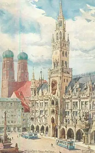 Germany Munchen Neues Rathaus Richard Wagner signed illustration