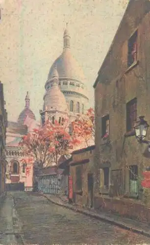 France Paris Montmartre La Basilique vue de la Rue du Chevalier-de-la-Barre