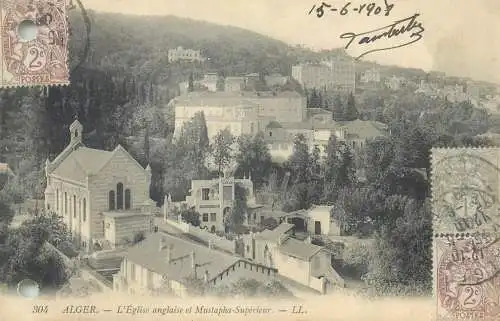 Postcard Algeria > Cities > Algiers eglise anglaise et Mustapha superieur