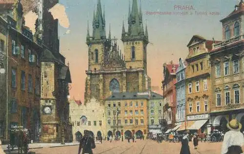 Postcard Czech Republic Prague staromestske namesti a Tynsky kastel
