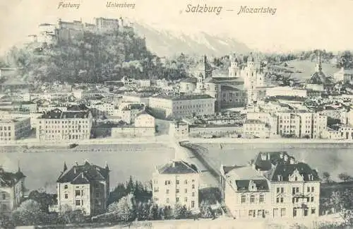 Postcard Austria Salzburg Mozartsteg