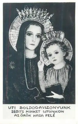 Postcard Hungary religious scene Mary and saint