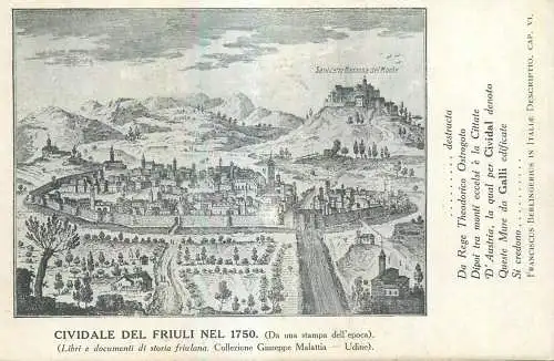 Italy Udine area Cividale del Friuli nel 1750 (da una stampa dell'epoca)
