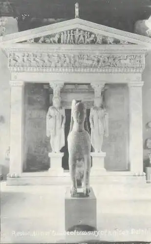Postcard Greece Delphi restoration of facade of treasury of Knidos