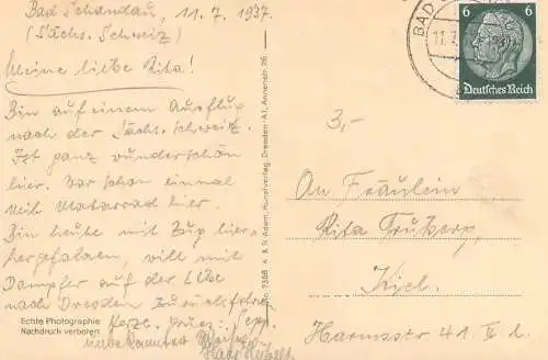 Postcard Switzerland Sachs 1937