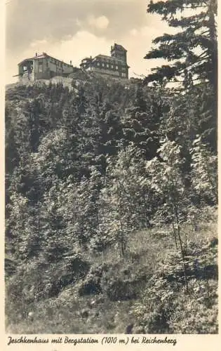 Postcard Germany Jeschkenhaus mit Bergstation bei Reichenberg