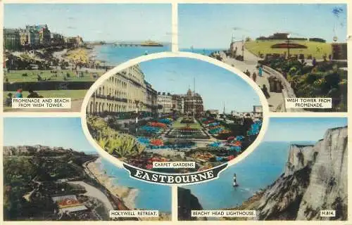 Postcard United Kingdom England Eastbourne multi view 1954