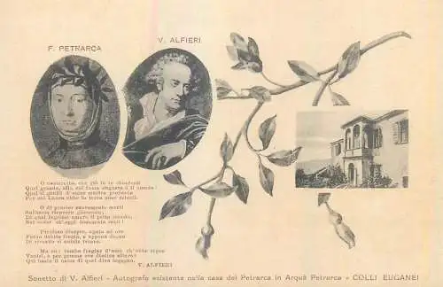 Italy Padova province F Petrarca & V Alfieri Autografo esistente nella Casa del Petrarca in Arqua Petrarca Colli Euganei