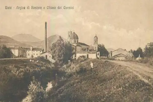 Italy Padova province  Este Argine di Restora e Chiesa dei Carmini