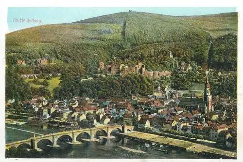 Germany Heidelberg panorama bridge and citadel