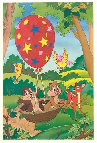 Postcard cartoons Disney Cip & Dale baloon