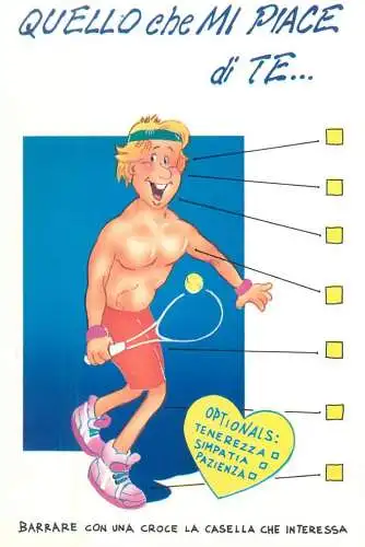Postcard Italy muscle man playing tennis