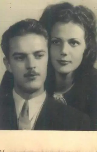 Postcard family social history couple