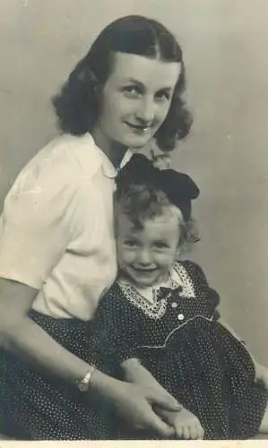 Postcard family social history woman and girl