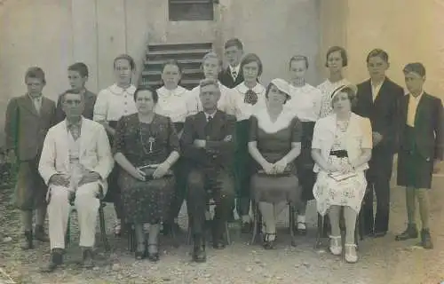Postcard family social history school group photo