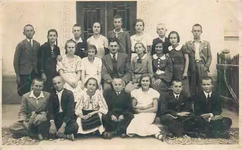 Postcard family social history group photo traditional costume