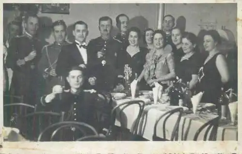 Postcard family social history party uniform