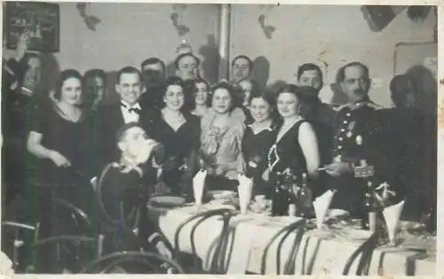 Postcard family social history man group scene party elegance