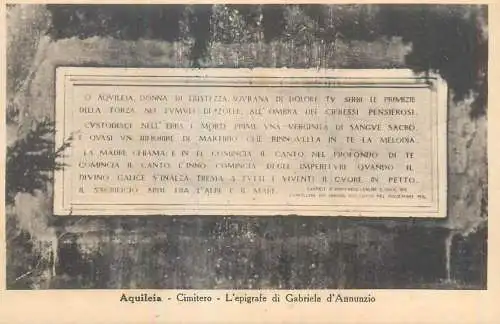 Italy Aquileia Cimitero L'epigrafe di Gabriele d'Annunzio