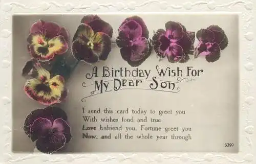 Postcard greetings card UK birthday wish for my dear son