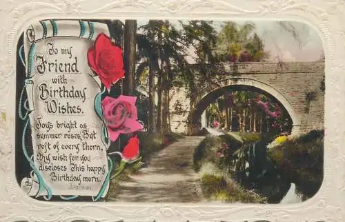 Postcard greetings card UK to my friend with birthday wishes