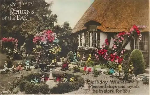 Postcard greetings card UK many happy returns of the day