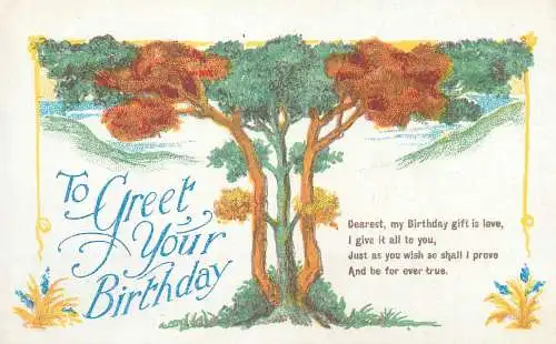 Postcard greetings card UK to greet your birthday