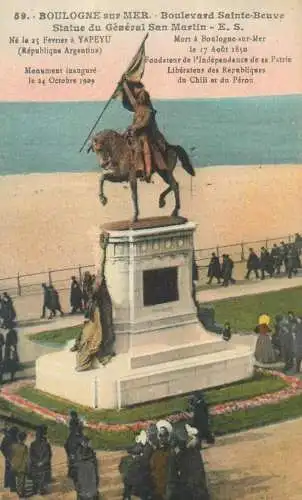 France Boulogne sur Mer Boulevard Sainte-Beuve & Statue du General San Martin