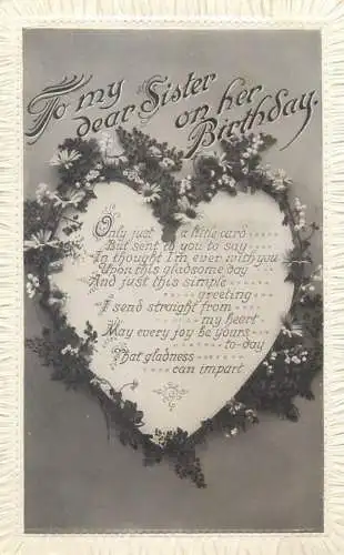 Postcard greetings card best birthday wishes UK sister on her birthday