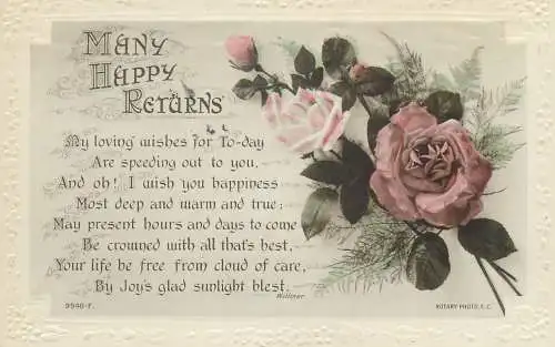 Postcard greetings card best birthday wishes UK happy returns