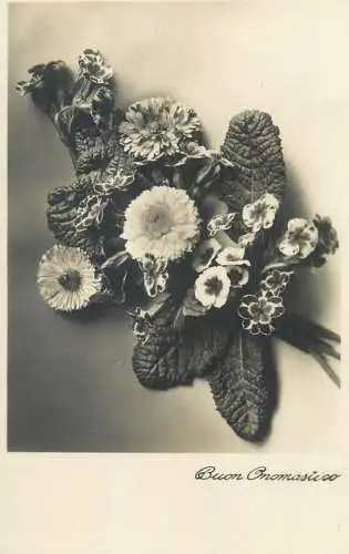 Postcard greetings card flower buon onomastico