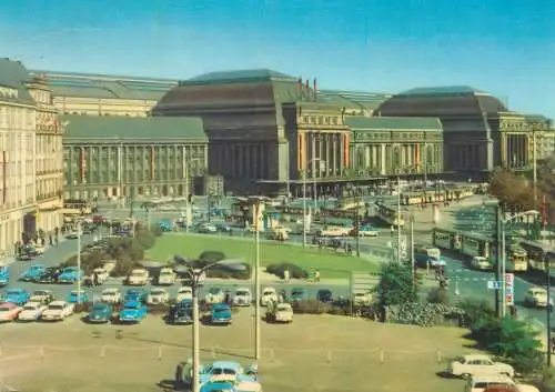 Postcard Germany Leipzig grand central station